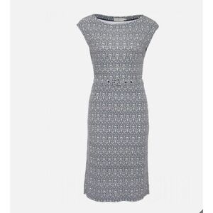 Tory Burch‎ Womens Jamie Sheath Dress Size M Geometric Cap Sleeve Office Work